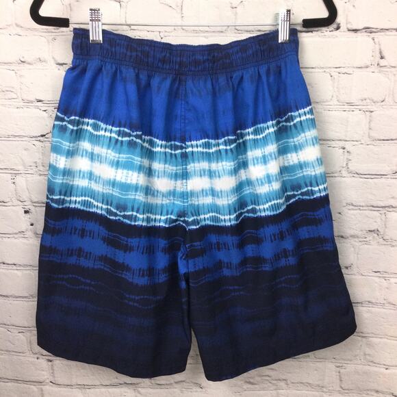 Speedo Blue Striped Hook and Loop Elastic Lined Pockets Swimming Trunks Men's M - Picture 5 of 12